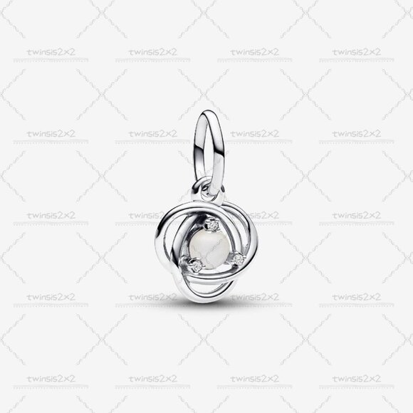 Pandora June Freshwater Cultured Pearl Eternity Circle Dangle Charm - Picture 1 of 2